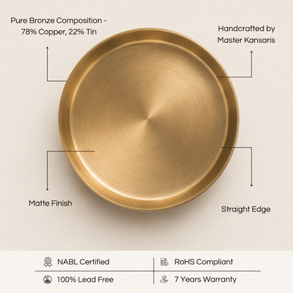 Classic Kansa Thali, Bronze Dinner Plate, 7.5 inch (19cm)