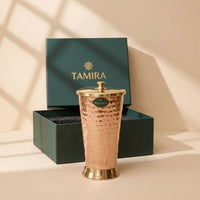 Tamira Pure Copper Hammered Tumbler with Lid & Gift Packaging, 550ml