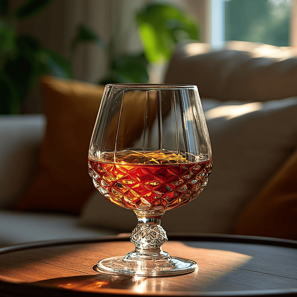 Cristal D'Arques Longchamp Brandy Stem Glass 320ml filled with rich brandy on a wooden table