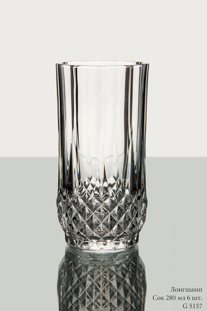 Cristal D'Arques Longchamp Highball Glass 280ml with diamond-cut design, perfect for stylish cocktails