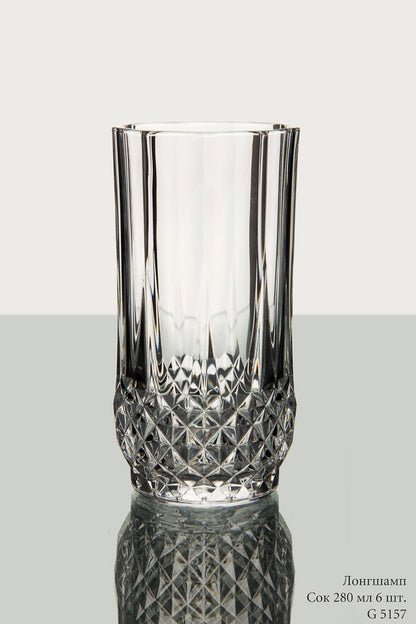 Cristal D'Arques Longchamp Highball Glass 280ml with diamond-cut design, perfect for stylish cocktails
