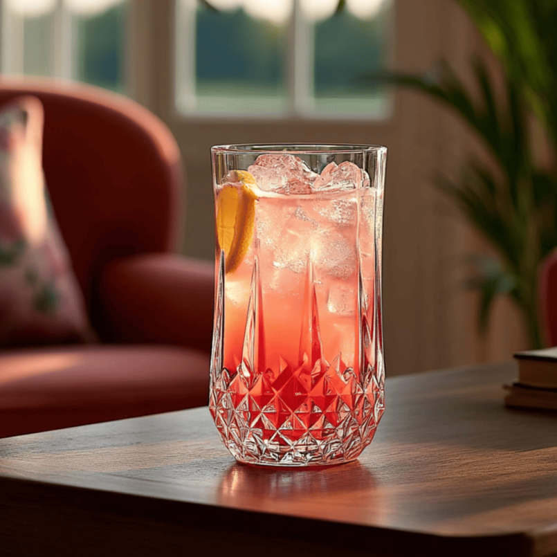 Cristal D'Arques Longchamp Highball Glass 360ml filled with a refreshing cocktail and ice cubes