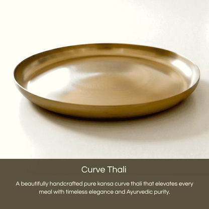 Curve kansa thali handcrafted in bronze, ideal for elegant and Ayurvedic dining experiences