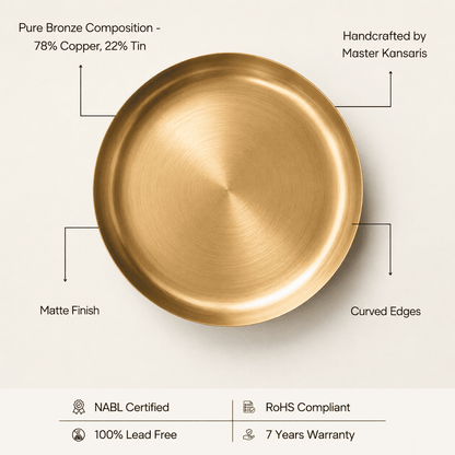 Curve Kansa Thali, Quarter, Bronze Matte Finish, 7.25 inch, 18 cm