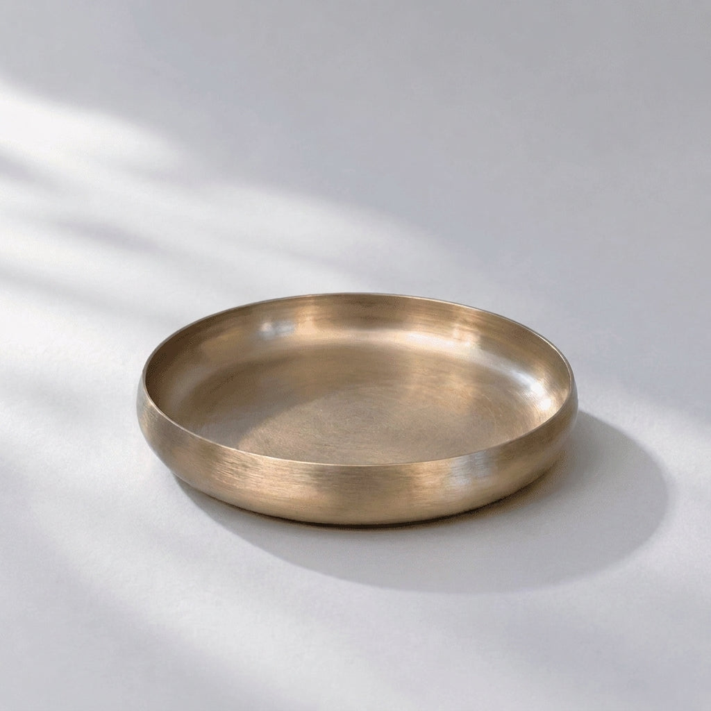 Curve Kansa Thali, Small, Bronze Matte Finish, 9.5 inch
