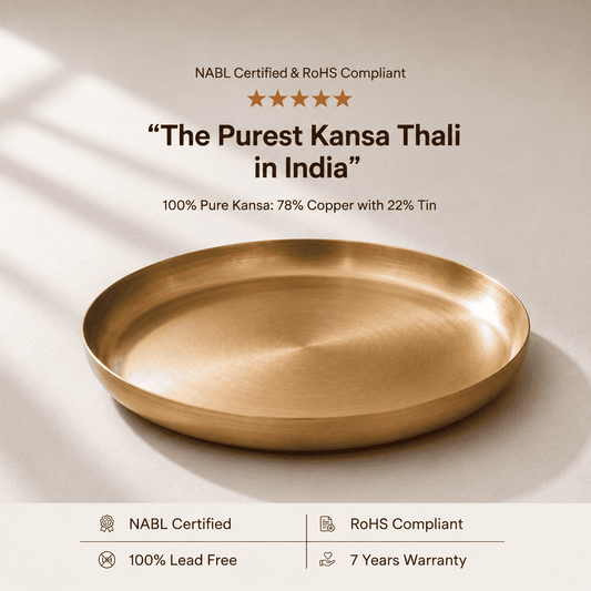 Curve Kansa Thali, Large, Bronze Matte Finish, 12 inch, 30 cm