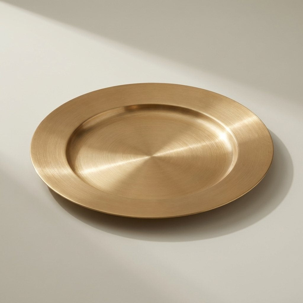 Classic Kansa Deep Rice Plate, Bronze, 10 inch — pure kansa bronze plate with deep center well and wide flat rim
