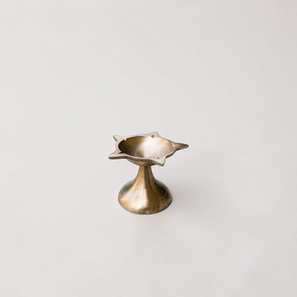 Kansa 5-Face Diya, Matte finish, Traditional Star-Shaped Oil Lamp, Small