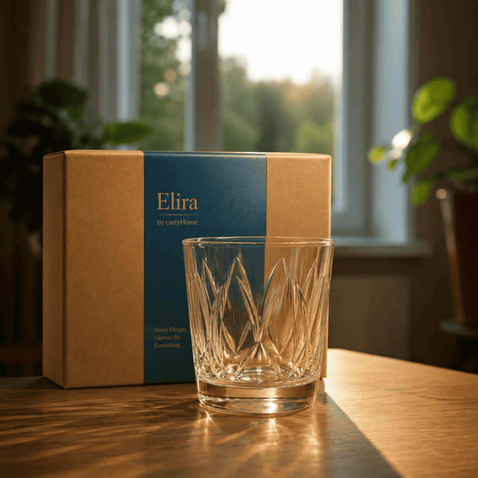 Elira Prism Premium glasses with Golden Line, Set of 6, 300ml