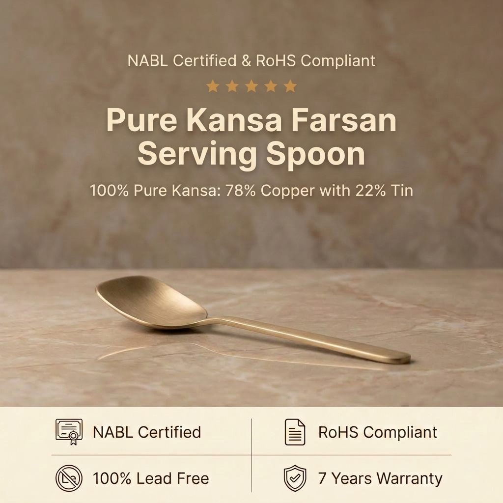 Pure Kansa Farsan Serving Spoon – 100% Pure Kansa, NABL Certified & RoHS Compliant
