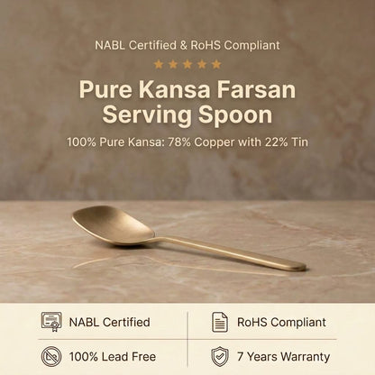 Pure Kansa Farsan Serving Spoon – 100% Pure Kansa, NABL Certified & RoHS Compliant