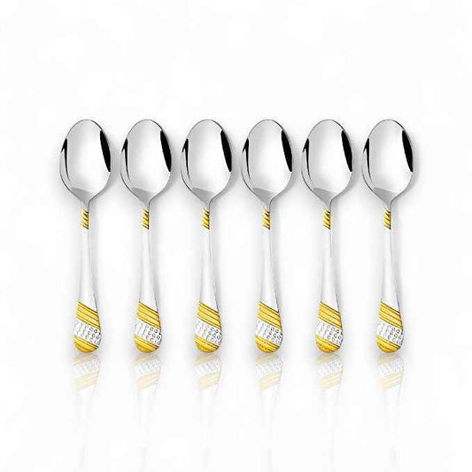 FnS Imperio 6 pcs Dinner Spoon Set, 24 Carat Gold Plated