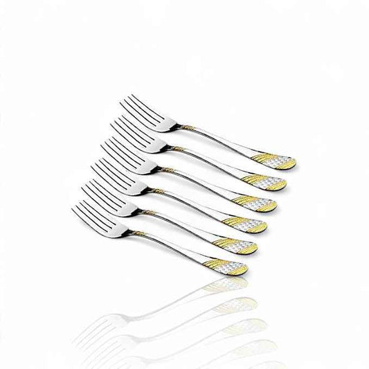 FnS Imperio 6 pcs Baby Fork, 24 Carat Gold Plated