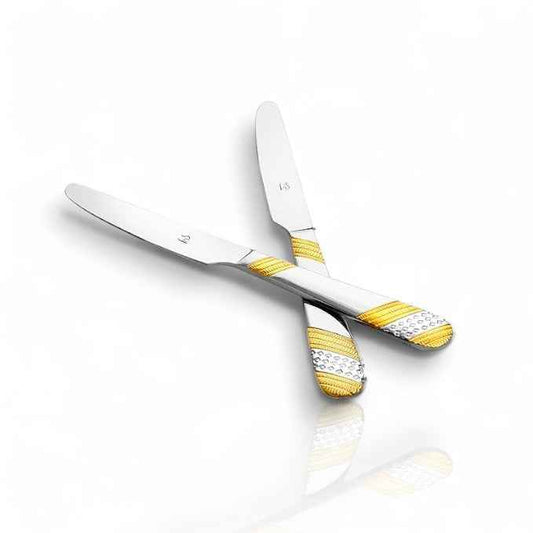 FnS Imperio 2 pcs Dinner Knife, 24 Carat Gold Plated