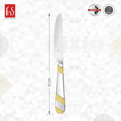 FnS Imperio 2 pcs Dinner Knife, 24 Carat Gold Plated