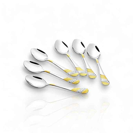 FnS Imperio 6 pcs Tea Spoons, 24 Carat Gold Plated
