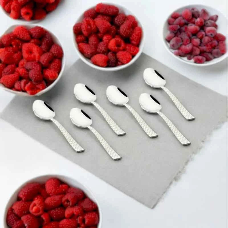 FnS Rhombo 6 pcs Baby Spoon, Hammered Finish