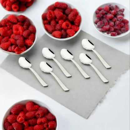 FnS Rhombo 6 pcs Baby Spoon, Hammered Finish