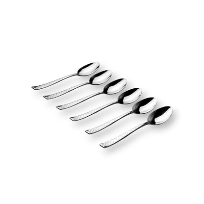 Set of six FNS Rhombo Baby Spoon Hammered Finish for safe and stylish feeding