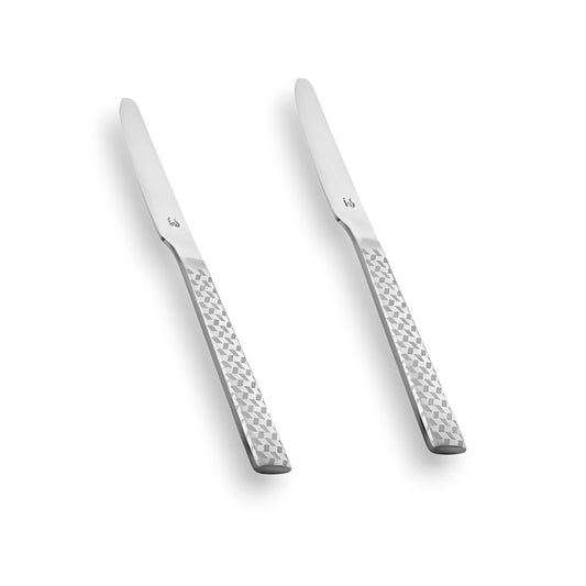 FNS Rhombo Dinner Knife Hammered Finish set of two with elegant design and comfortable grip