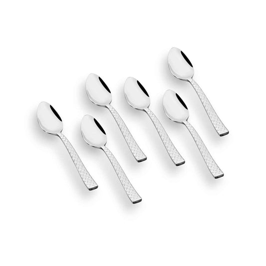 FnS Rhombo 6 pcs Tea Spoon, Hammered Finish