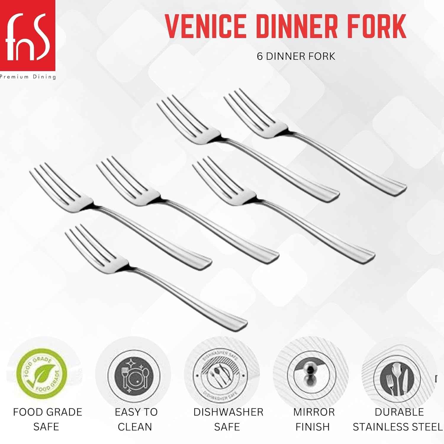 FnS Venice 6 Pcs Stainless Steel Dinner Fork Set