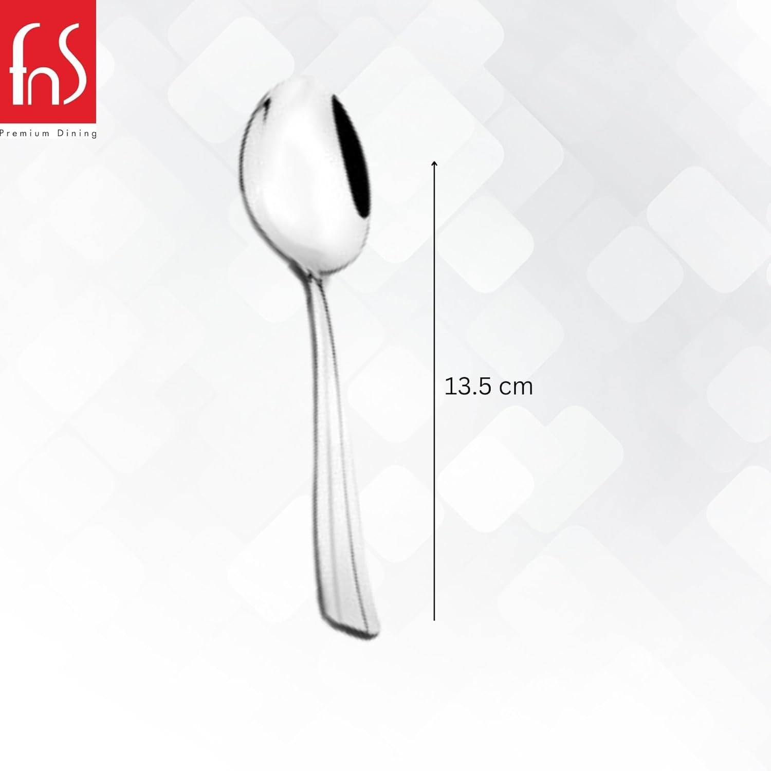 FNS Venice Tea Spoon 6 pcs with a sleek design, measuring 13.5 cm, perfect for dining and serving.
