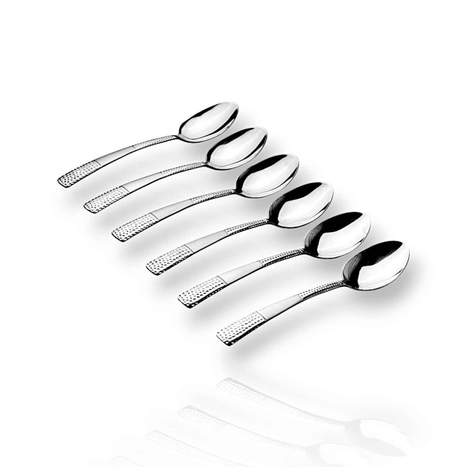FnS Zest 6 Pcs Stainless Steel Baby Spoon Set, Hammered Finish
