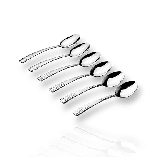 FnS Zest 6 Pcs Stainless Steel Baby Spoon Set, Hammered Finish