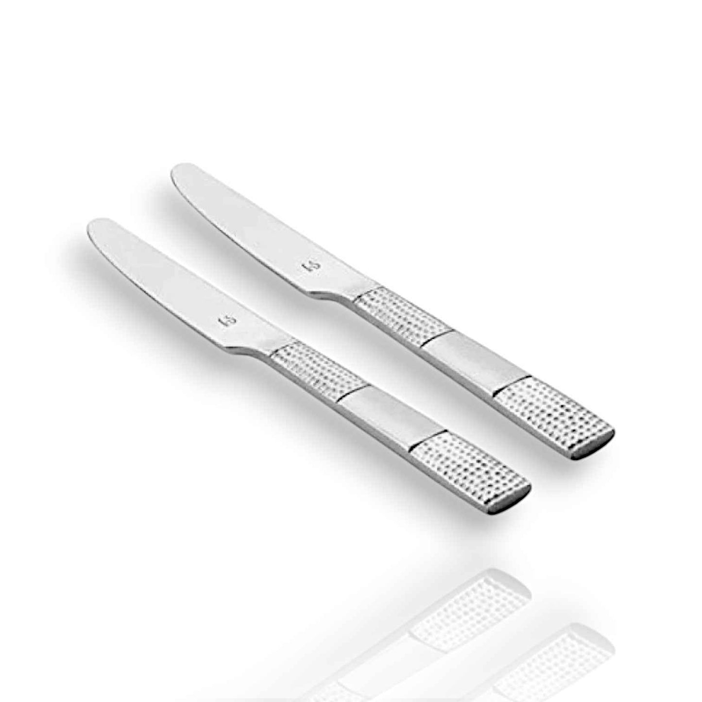 FnS Zest 2 Pcs Stainless Steel Dinner Knife Set, Hammered Finish