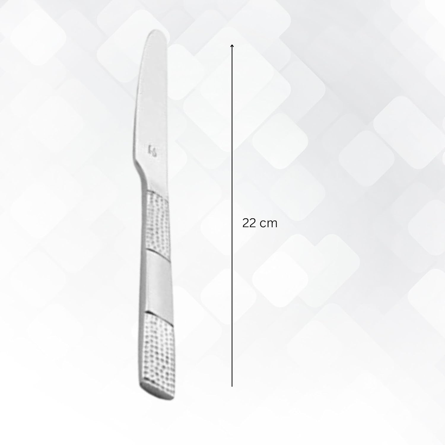 FNS Zest Dinner Knife Hammered Finish with a sleek design measuring 22 cm for elegant dining