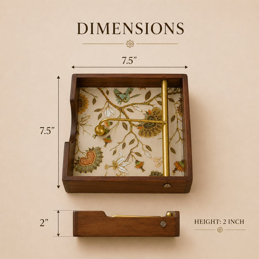 Gardenia Wooden Napkin Stand - Dimensions