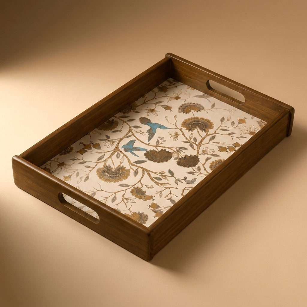 Gardenia Wooden Serving Tray, Large, Premium Teak Wood
