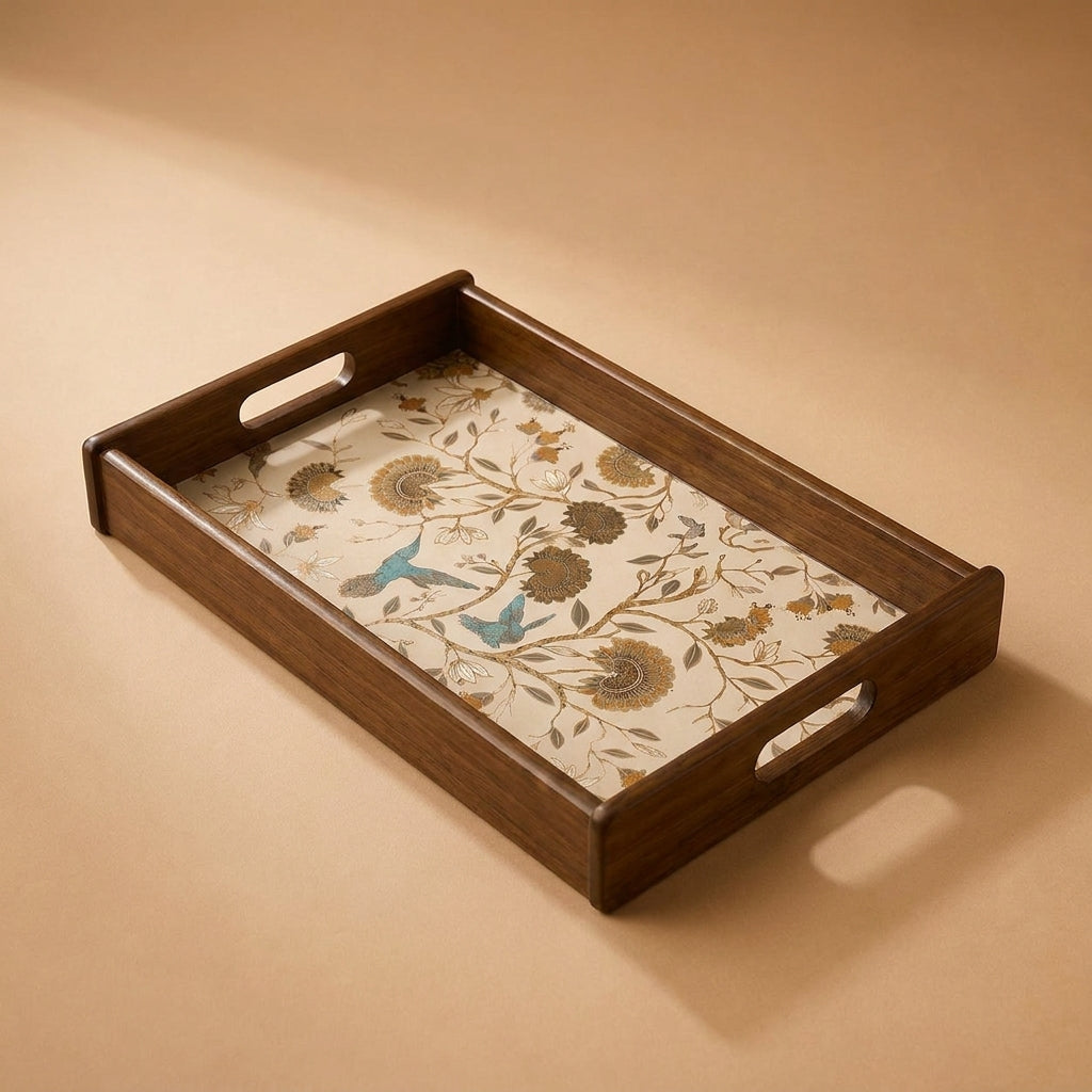 Gardenia Wooden Serving Tray, Medium, Premium Teak Wood