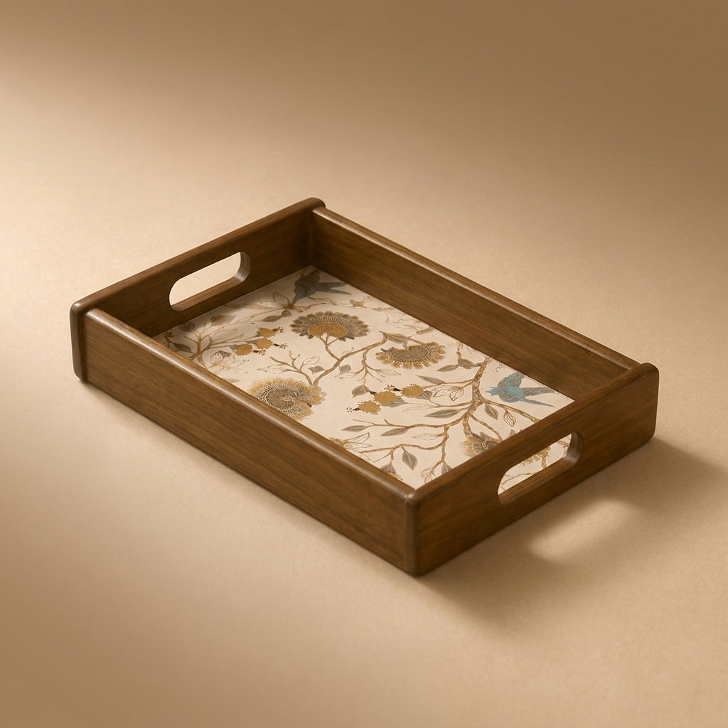 Gardenia Wooden Serving Tray, Small, Premium Teak Wood