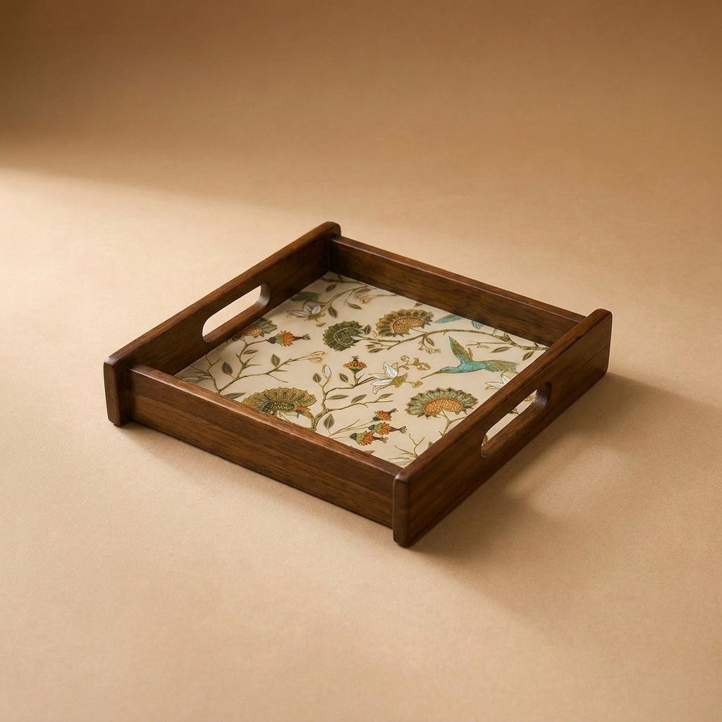 Gardenia Wooden Serving Tray, Small Square, Premium Teak Wood