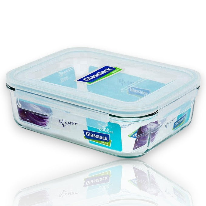 GlassLock Korea food container 2000ml rectangle with airtight lid for food storage