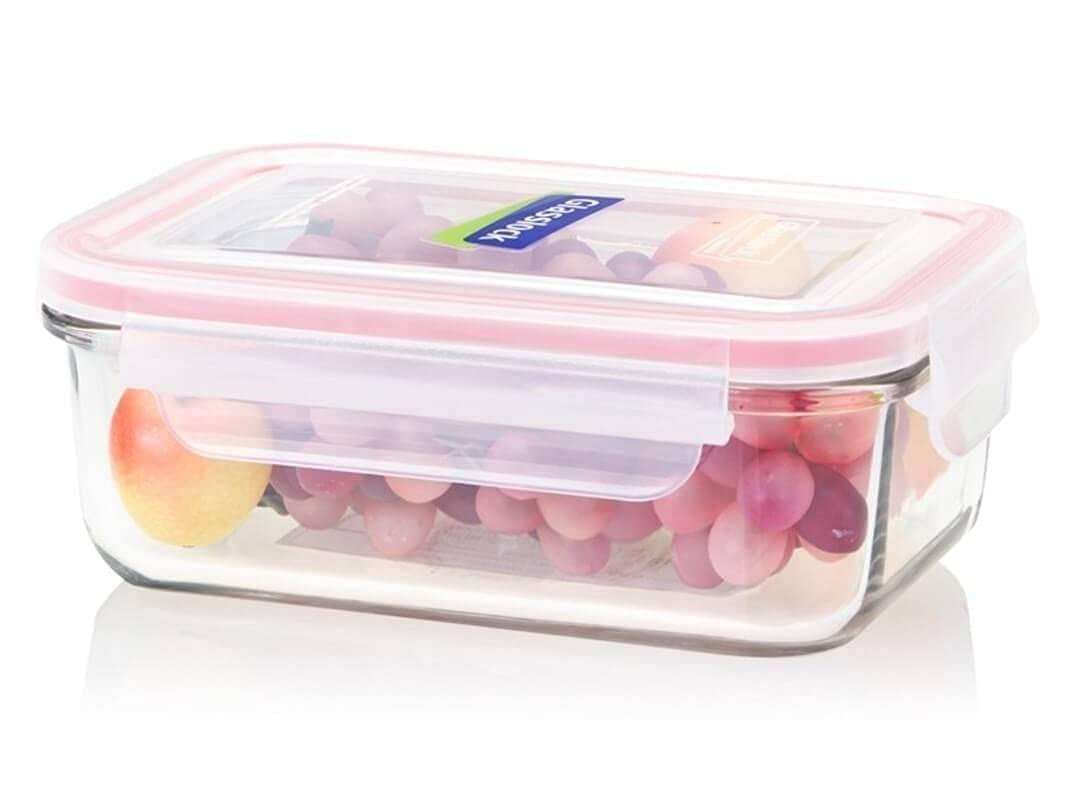 GlassLock Korea rectangle food container 710ml with fruits stored inside for fresh food storage