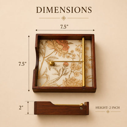 Golden Whisper Wooden Napkin Stand - Dimensions