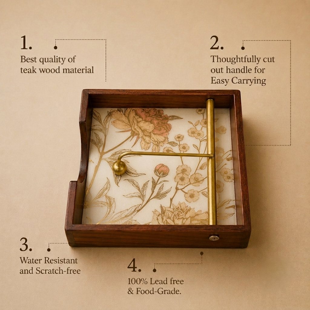 Golden Whisper Wooden Napkin Stand - Features