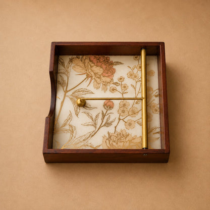Golden Whisper Wooden Napkin Stand - Hero