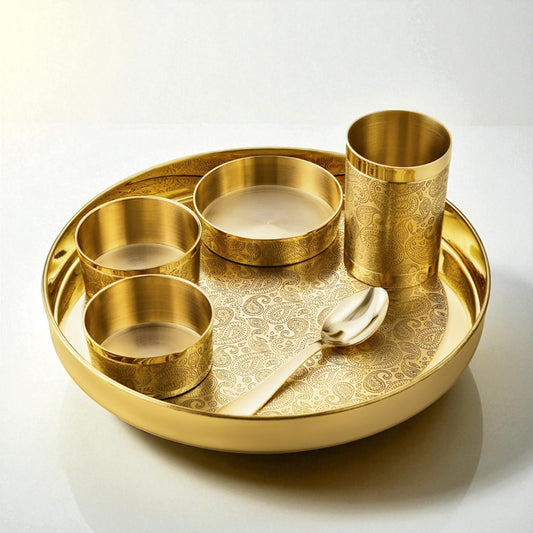 Good Luck Pure Brass Thali Dinner Set, 6 pcs