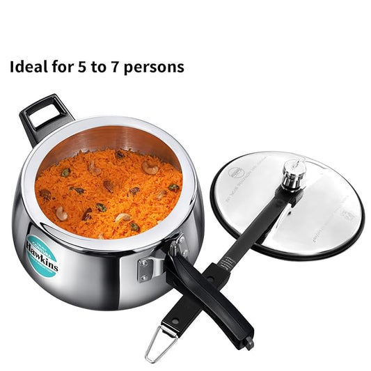 Hawkins Contura Tri-ply Stainless Steel Pressure Cooker, 5L, Silver Pressure Cooker