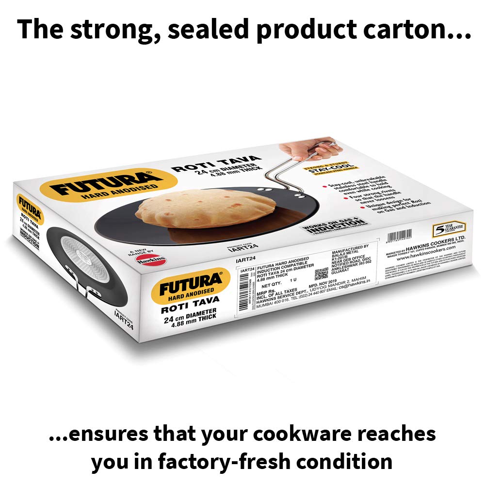 Hawkins Futura Hard-Anodised Induction Roti Tawa, 24 cm Tawa