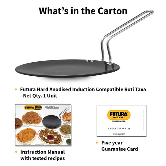 Hawkins Futura Hard-Anodised Induction Roti Tawa, 26 cm Tawa