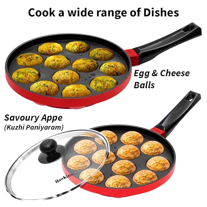 Hawkins Nonstick Appe Pan with Glass Lid, 22cm, 12 Cups Pan