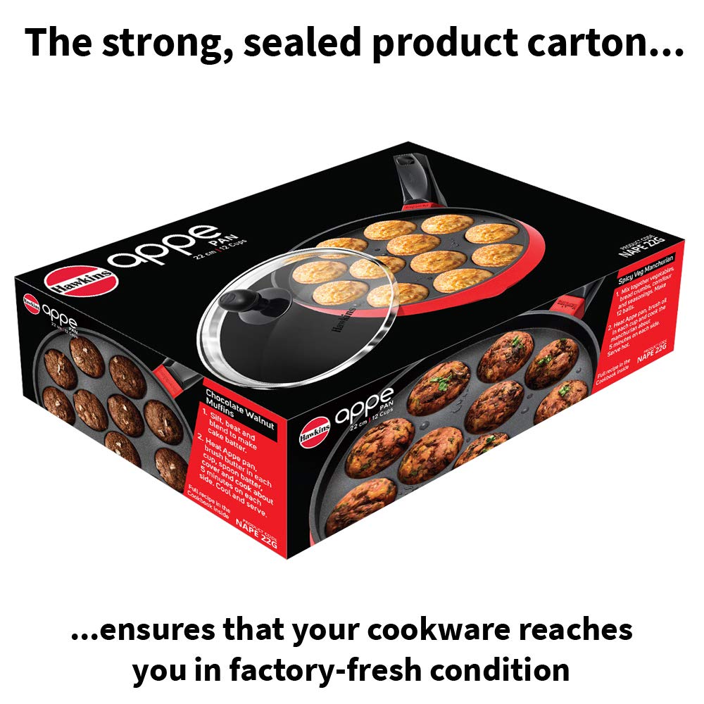 Hawkins Nonstick Appe Pan with Glass Lid, 22cm, 12 Cups Pan
