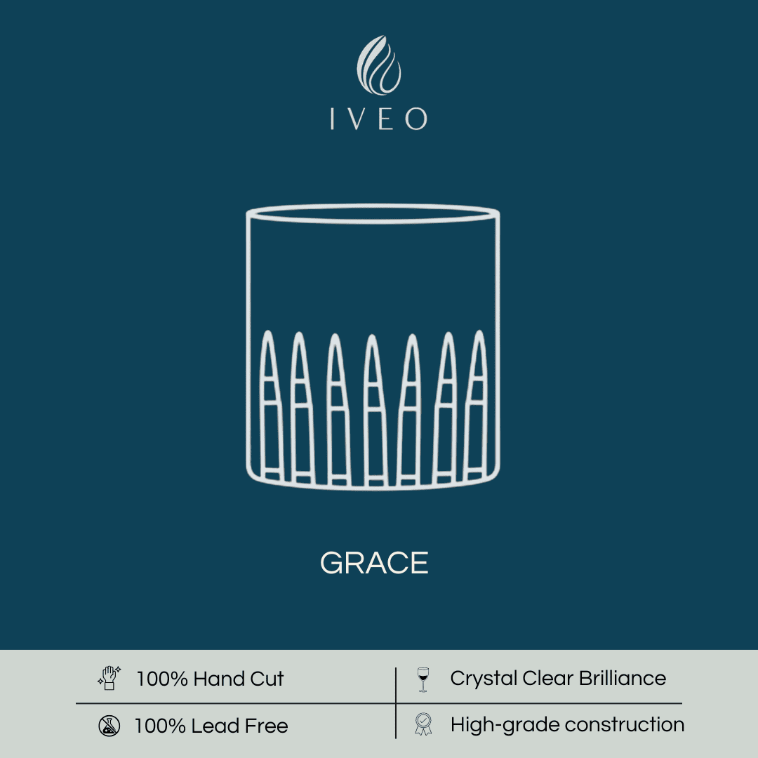 Iveo Crystalline Grace Crystal Whisky Glass with 100% hand cut and lead-free design
