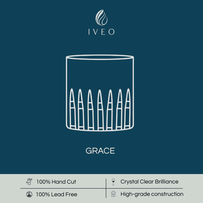 Iveo Crystalline Grace Crystal Whisky Glass with 100% hand cut and lead-free design