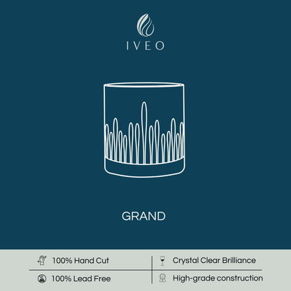 Iveo Crystalline Grand Crystal Whisky Glass featuring 100 percent hand cut design and lead free construction